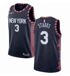 Mens Nike New York Knicks 3 John Starks Swingman Navy Blue NBA Jersey 2018 19 City Edition