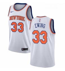 Mens Nike New York Knicks 33 Patrick Ewing Authentic White NBA Jersey Association Edition