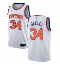Mens Nike New York Knicks 34 Charles Oakley Authentic White NBA Jersey Association Edition