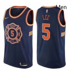 Mens Nike New York Knicks 5 Courtney Lee Authentic Navy Blue NBA Jersey City Edition