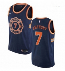 Mens Nike New York Knicks 7 Carmelo Anthony Authentic Navy Blue NBA Jersey City Edition