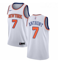 Mens Nike New York Knicks 7 Carmelo Anthony Swingman White NBA Jersey Association Edition