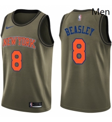 Mens Nike New York Knicks 8 Michael Beasley Swingman Green Salute to Service NBA Jersey 
