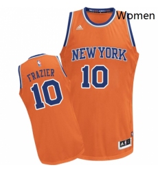 Womens Adidas New York Knicks 10 Walt Frazier Swingman Orange Alternate NBA Jersey