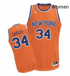 Womens Adidas New York Knicks 34 Charles Oakley Swingman Orange Alternate NBA Jersey
