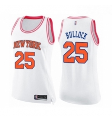 Womens New York Knicks 25 Reggie Bullock Swingman White Pink Fashion Basketball Jersey 