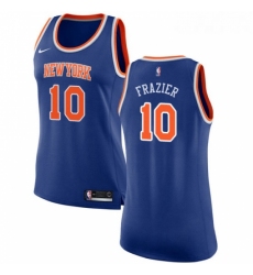 Womens Nike New York Knicks 10 Walt Frazier Authentic Royal Blue NBA Jersey Icon Edition