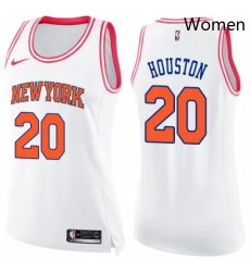 Womens Nike New York Knicks 20 Allan Houston Swingman WhitePink Fashion NBA Jersey