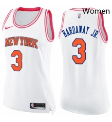 Womens Nike New York Knicks 3 Tim Hardaway Jr Swingman WhitePink Fashion NBA Jersey 
