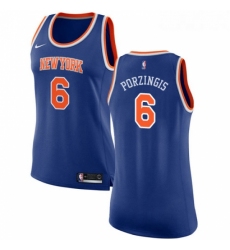 Womens Nike New York Knicks 6 Kristaps Porzingis Swingman Royal Blue NBA Jersey Icon Edition 