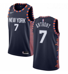 Womens Nike New York Knicks 7 Carmelo Anthony Swingman Navy Blue NBA Jersey 2018 19 City Edition