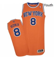Youth Adidas New York Knicks 8 Mario Hezonja Swingman Orange Alternate NBA Jersey 