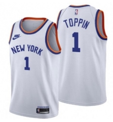 Youth New York Knicks 1 Obi Toppin Men Nike Releases Classic Edition NBA 75th Anniversary Jersey White