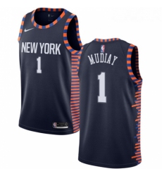 Youth Nike New York Knicks 1 Emmanuel Mudiay Swingman Navy Blue NBA Jersey 2018 19 City Edition 