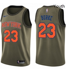 Youth Nike New York Knicks 23 Trey Burke Swingman Green Salute to Service NBA Jersey 