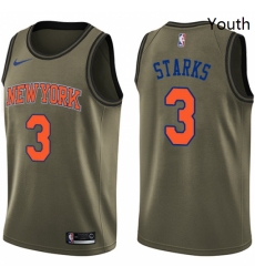 Youth Nike New York Knicks 3 John Starks Swingman Green Salute to Service NBA Jersey