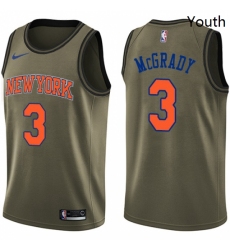 Youth Nike New York Knicks 3 Tracy McGrady Swingman Green Salute to Service NBA Jersey
