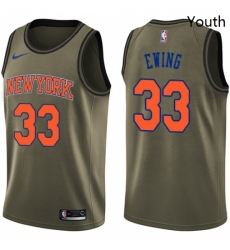 Youth Nike New York Knicks 33 Patrick Ewing Swingman Green Salute to Service NBA Jersey