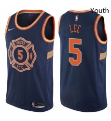 Youth Nike New York Knicks 5 Courtney Lee Swingman Navy Blue NBA Jersey City Edition