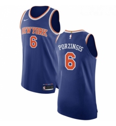 Youth Nike New York Knicks 6 Kristaps Porzingis Authentic Royal Blue NBA Jersey Icon Edition 