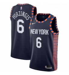 Youth Nike New York Knicks 6 Kristaps Porzingis Swingman Navy Blue NBA Jersey 2018 19 City Edition 