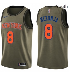 Youth Nike New York Knicks 8 Mario Hezonja Swingman Green Salute to Service NBA Jersey 