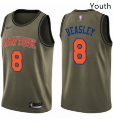 Youth Nike New York Knicks 8 Michael Beasley Swingman Green Salute to Service NBA Jersey 