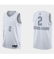 Men Oklahoma City Thunder 2 Shai Gilgeous Alexander 2021 22 City Edition White 75th Anniversary Stitched Basketball Jersey