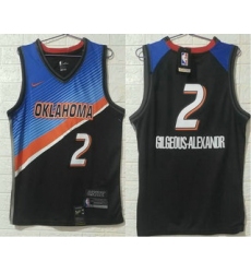 Men Oklahoma City Thunder 2 Shai Gilgeous Alexander NEW Blue Black 2021 City Edition NBA Swingman Jersey