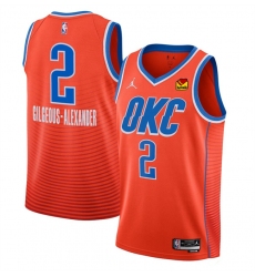 Men Oklahoma City Thunder 2 Shai Gilgeous Alexander Orange Statement Edition Stitched Basketball Jersey