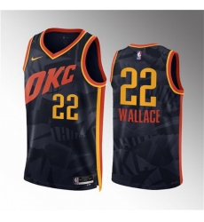 Men Oklahoma City Thunder 22 Cason Wallace Black 2023 24 City Edition Stitched Basketball Jersey