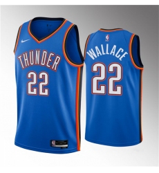 Men Oklahoma City Thunder 22 Cason Wallace Blue 2023 Draft Icon Edition Stitched Basketball Jersey