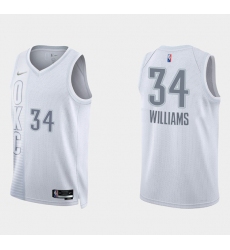 Men Oklahoma City Thunder 34 Kenrich Williams 2021 22 City Edition White 75th Anniversary Stitched Basketball Jersey