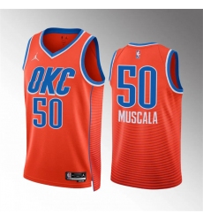 Men Oklahoma City Thunder 50 Mike Muscala Orange Statement Edition Stitched Basketball Jersey