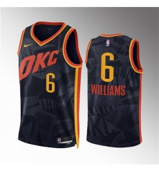 Men Oklahoma City Thunder 6 Jaylin Williams Black 2023 24 City Edition Stitched Basketball Jersey