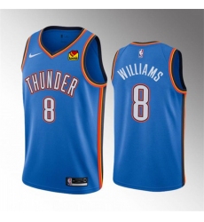 Men Oklahoma City Thunder 8 Jalen Williams Blue Icon Edition Stitched Basketball Jersey