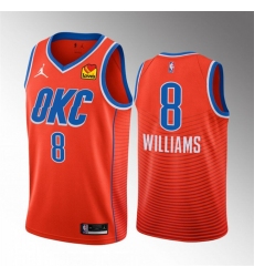 Men Oklahoma City Thunder 8 Jalen Williams Orange Statement Edition Stitched Basketball Jersey