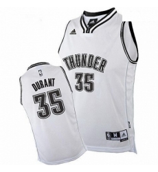 Mens Adidas Oklahoma City Thunder 35 Kevin Durant Swingman White on White NBA Jersey