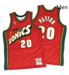 Mens Mitchell and Ness Oklahoma City Thunder 20 Gary Payton Authentic Red SuperSonics Throwback NBA Jersey