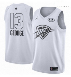 Mens Nike Jordan Oklahoma City Thunder 13 Paul George Swingman White 2018 All Star Game NBA Jersey 