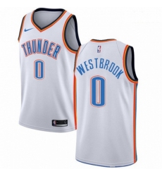 Mens Nike Oklahoma City Thunder 0 Russell Westbrook Authentic White Home NBA Jersey Association Edition