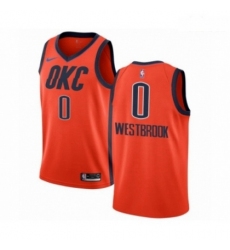 Mens Nike Oklahoma City Thunder 0 Russell Westbrook Orange Swingman Jersey Earned Edition