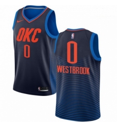 Mens Nike Oklahoma City Thunder 0 Russell Westbrook Swingman Navy Blue NBA Jersey Statement Edition