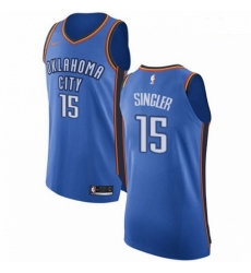 Mens Nike Oklahoma City Thunder 15 Kyle Singler Authentic Royal Blue Road NBA Jersey Icon Edition