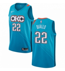 Mens Nike Oklahoma City Thunder 22 Hamidou Diallo Swingman Turquoise NBA Jersey City Edition 