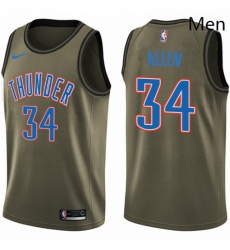 Mens Nike Oklahoma City Thunder 34 Ray Allen Swingman Green Salute to Service NBA Jersey