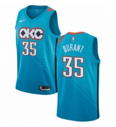 Mens Nike Oklahoma City Thunder 35 Kevin Durant Swingman Turquoise NBA Jersey City Edition