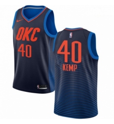 Mens Nike Oklahoma City Thunder 40 Shawn Kemp Authentic Navy Blue NBA Jersey Statement Edition