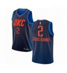 Mens Oklahoma City Thunder 2 Shai Gilgeous Alexander Authentic Navy Blue Basketball Jersey Statement Edition 