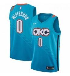Womens Nike Oklahoma City Thunder 0 Russell Westbrook Swingman Turquoise NBA Jersey City Edition
